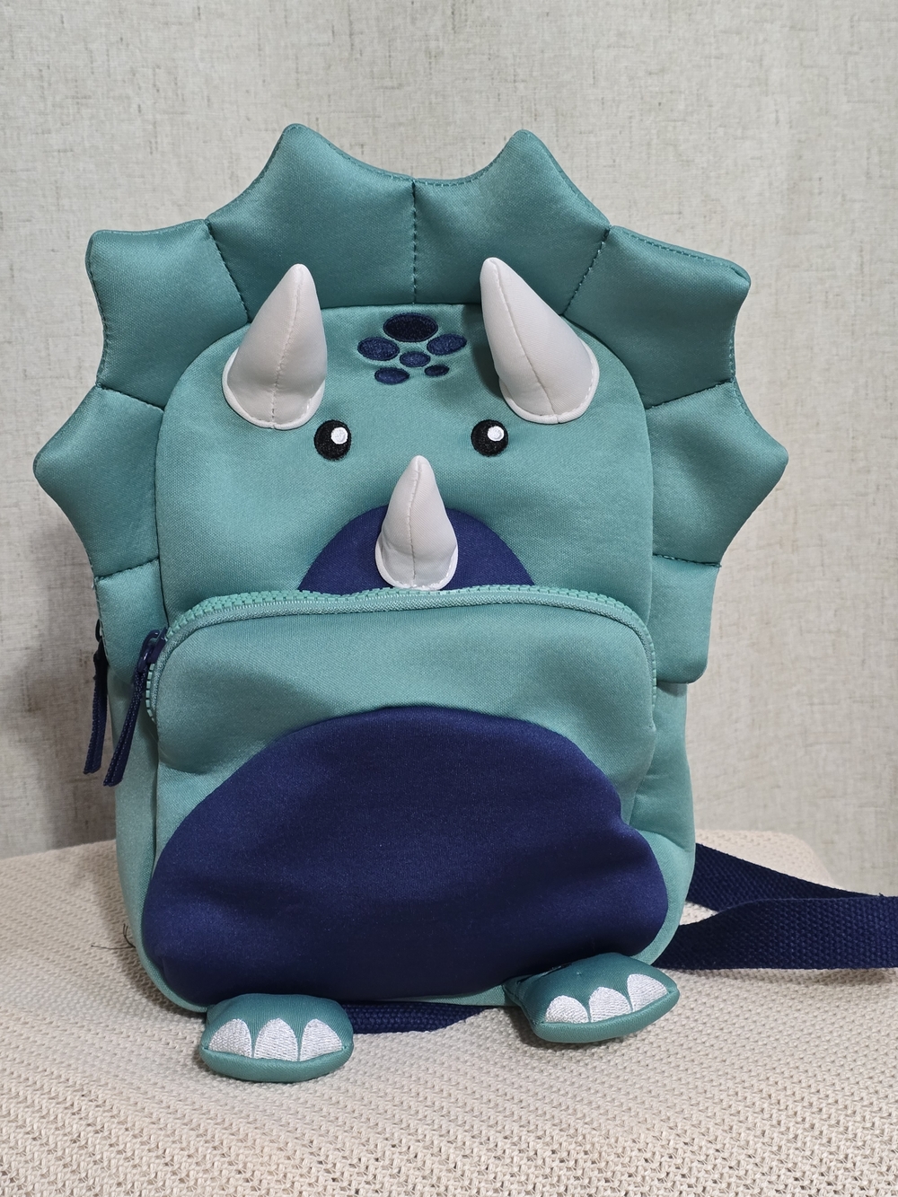 Kids Triceratops Backpack - Teal Dino Design